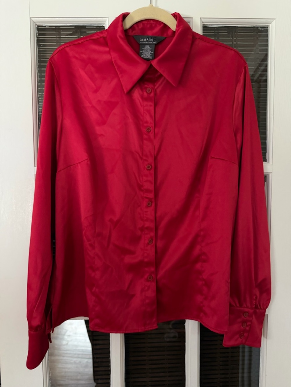 George Women’s XL (16/18) Red Satin Long Sleeve Blouse | SKU 0153